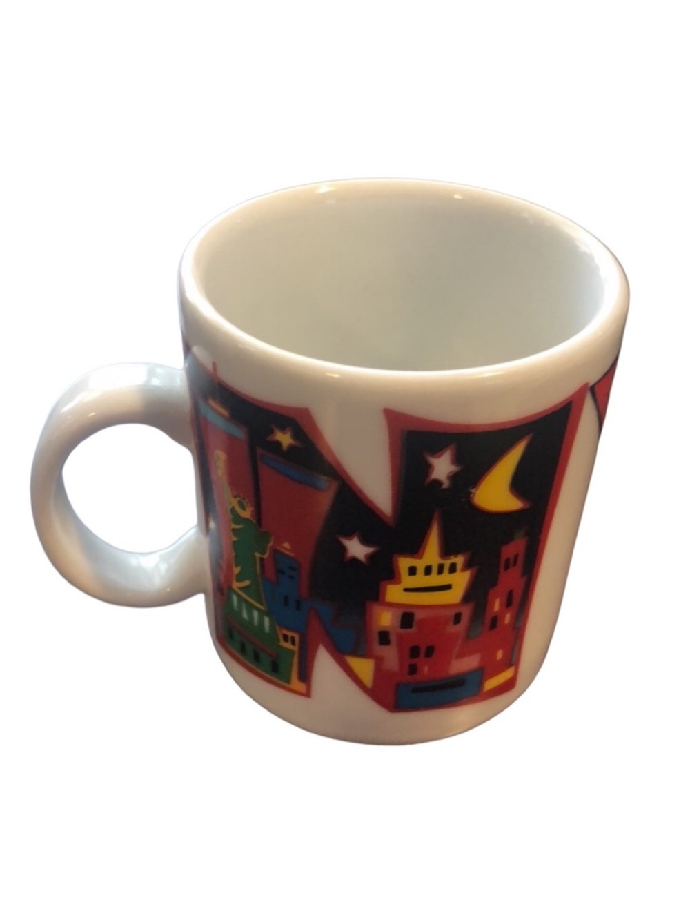 White Ceramic Miniature NYC Skyline Souvenir Mug Colorful 2.5”